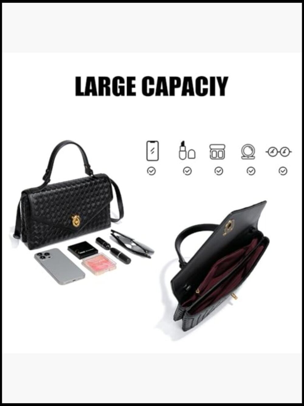 Woven Crossbody Satchel Bag Trendy Braided Top Handle Shoulder Purse Summer - Picture 4 of 7